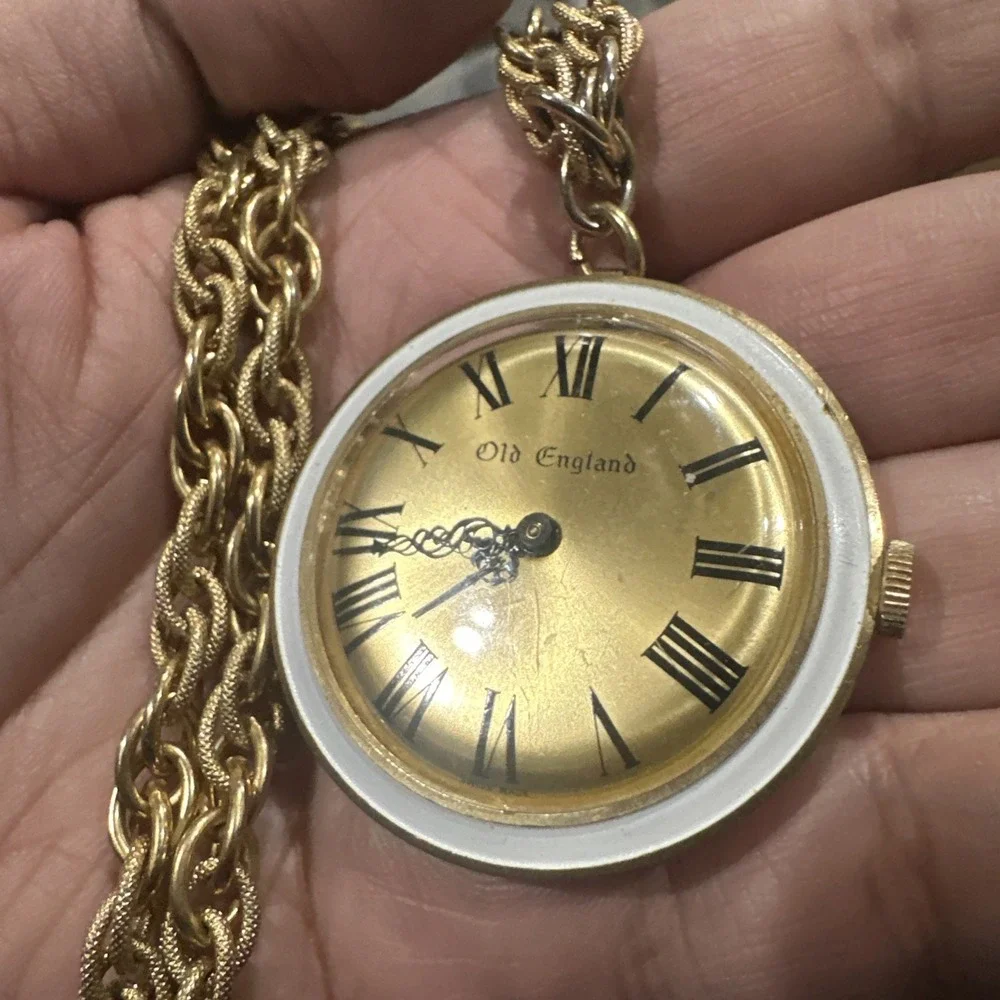Working Vintage‎ OLD ENGLAND Pocket Watch W/ Heavy Chain Manual Wind Swiss Watch